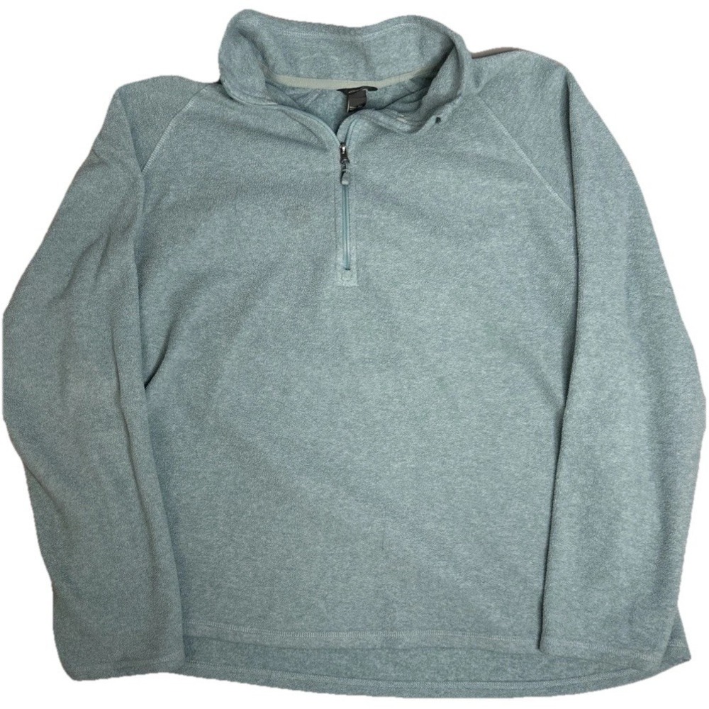 Eddie Bauer WM Plus XL  Light Blue Fleece 1/3" Pullover Sweater Shirt (329)
